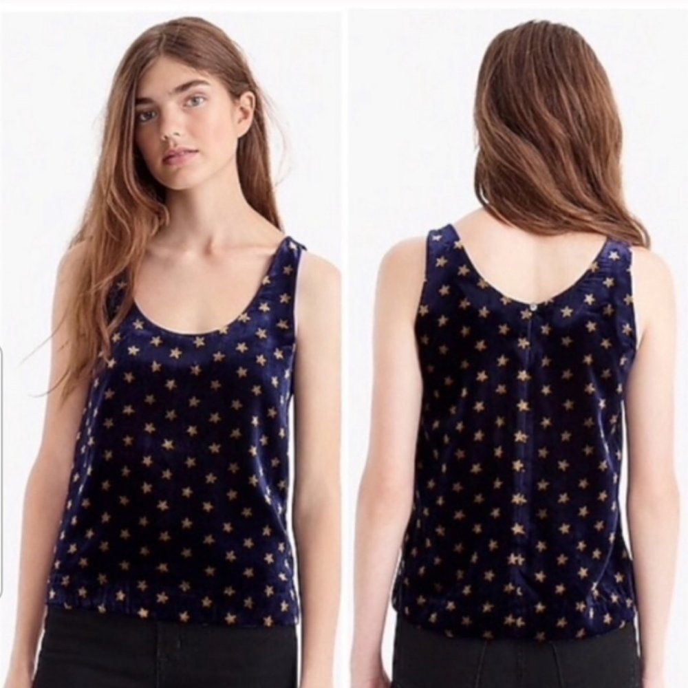 J.Crew Velvet Star print crew neck top
